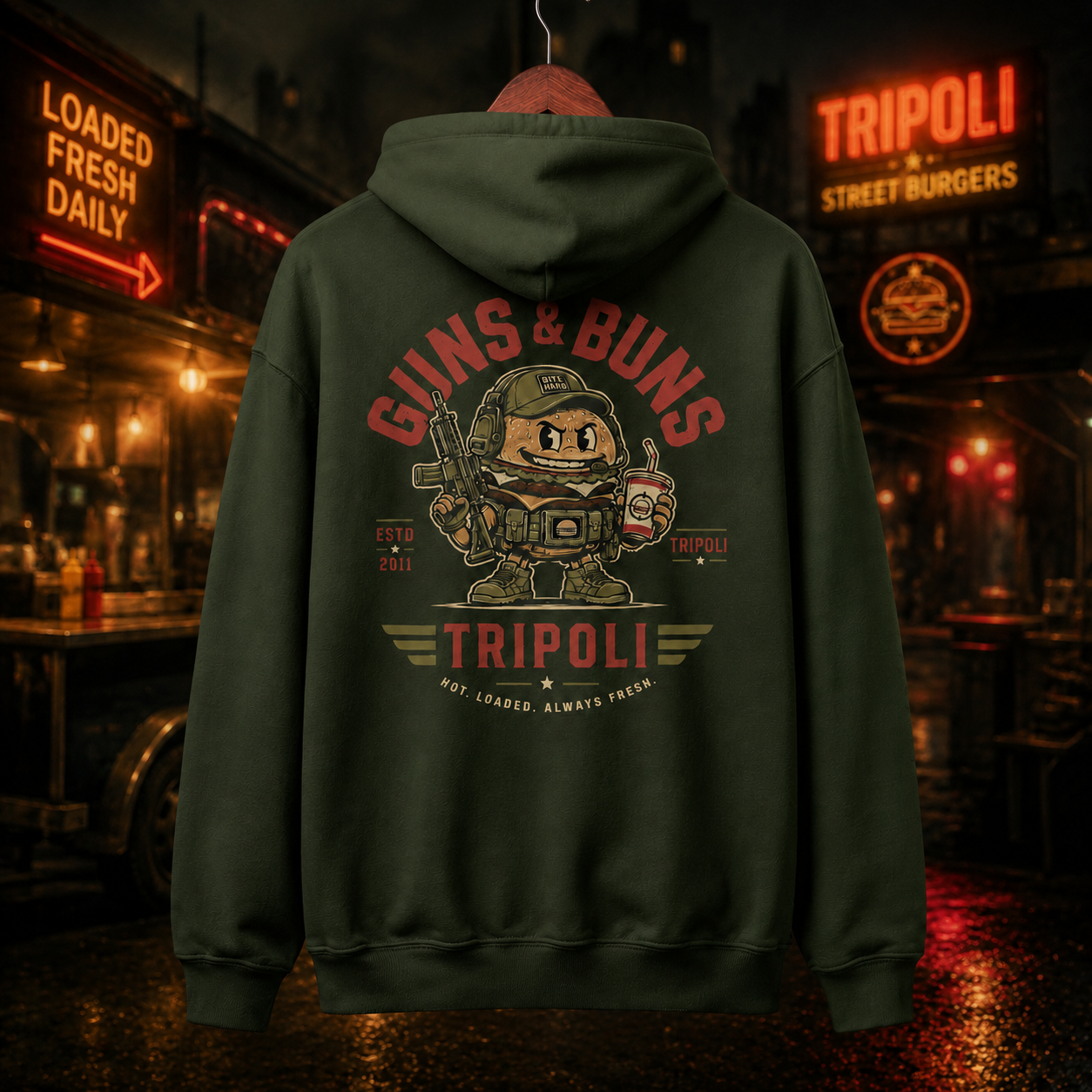 "Guns & Buns Tripoli"  Premium Hoodie