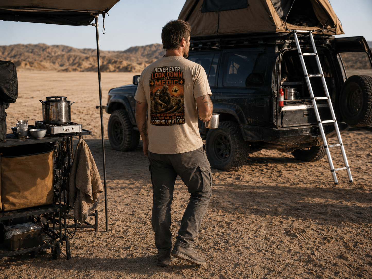 "Never look down on a Medic" Premium T-Shirt
