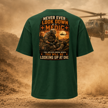 "Never look down on a Medic" Premium T-Shirt