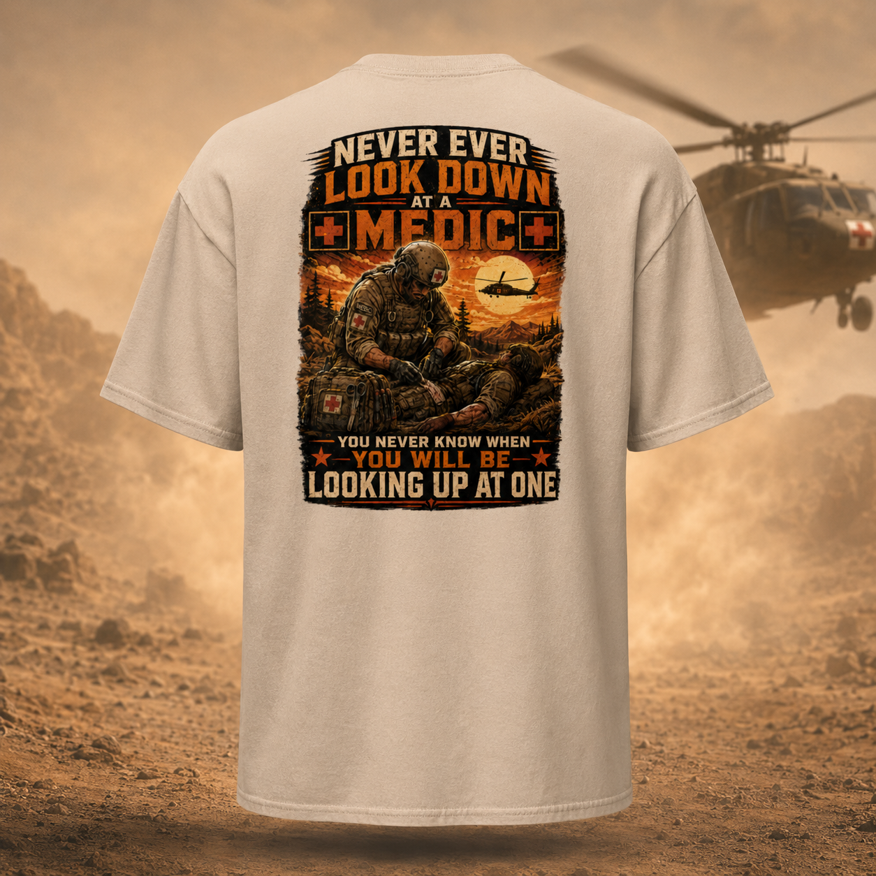 "Never look down on a Medic" Premium T-Shirt
